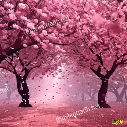 Tranh dán tường hoa anh đào-JP-470 - Tranh tường chất lượng cao